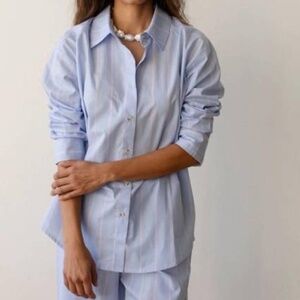 DONNI The Stripe Pop Cotton Shirt Blue Red S